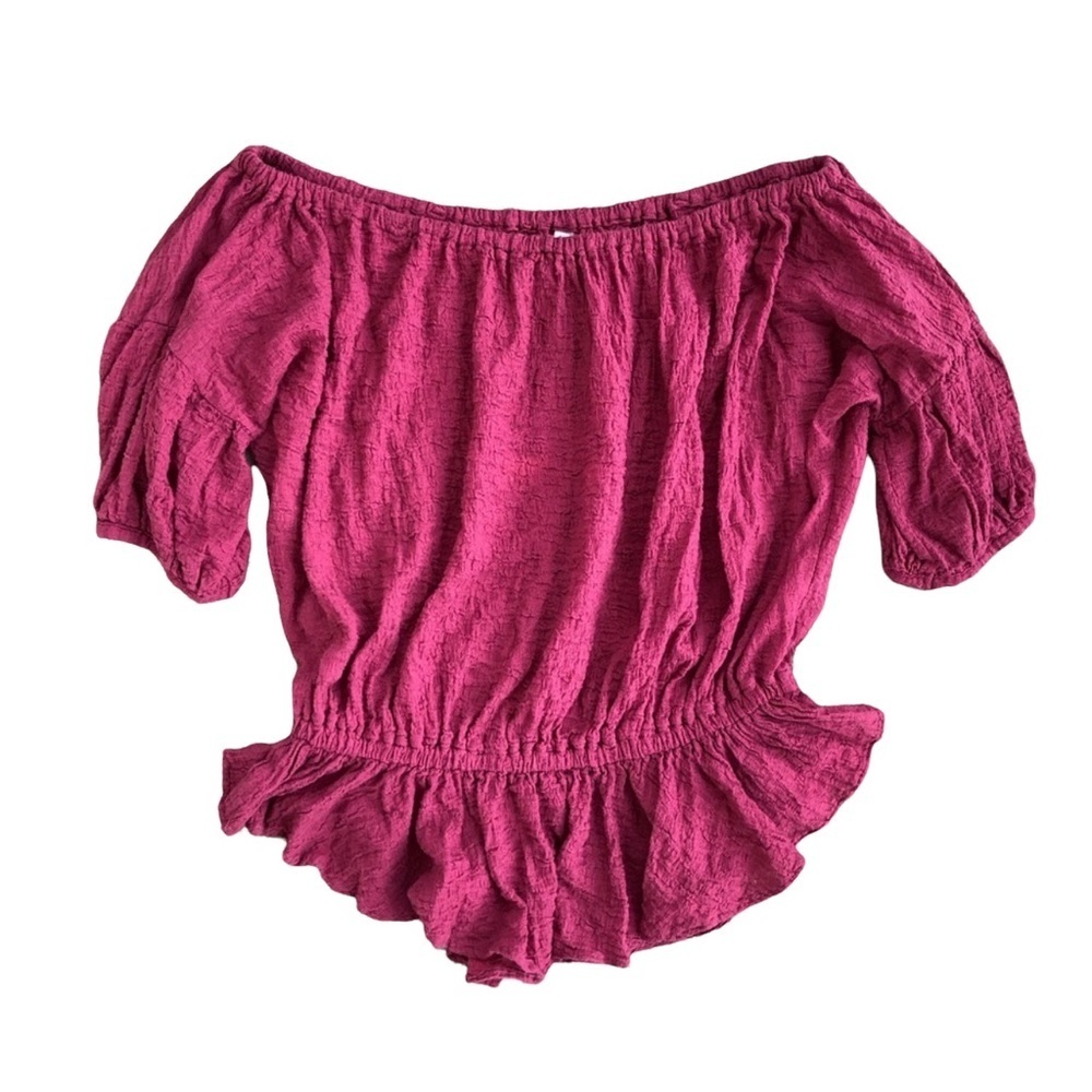 Free People Off The Shoulder Maroon Top